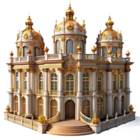 serene minimalist An elaborate Baroque palace with ornate sculptures and gilded balconies, illuminated by the bright sunlight, in a grand, historical style detailed png