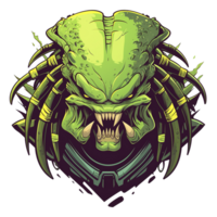 A fearsome alien creature with sharp teeth stares intensely forward png