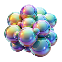 stunning abstract A cluster of floating, iridescent bubbles reflecting the surrounding environment, illuminated by a rainbow of colors, in a whimsical, playful style premium png