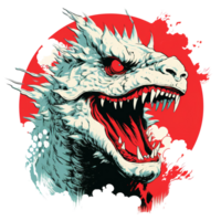 A fearsome mythical dragon with sharp teeth and red eyes png