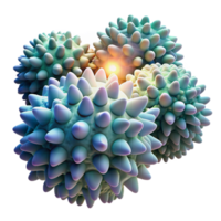 impressive classic A field of textured, organic shapes resembling microscopic organisms, illuminated by a bright, microscopic light, in a scientific, bio-art style high resolution png