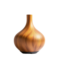 A brown wooden diffuser with a bulbous shape against black background png