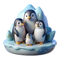 vibrant abstract A family of penguins huddled together on an icy floe, under the dim light of a polar winter, in a documentary photography style authentic png