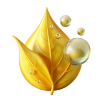 wonderful vintage Yellow Leaf with Dewdrop Reflection Transparent Background authentic png