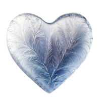 A frosted heart displays intricate patterns across its surface png