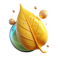 beautiful traditional Yellow Leaf with Dewdrop Reflection Transparent Background original png