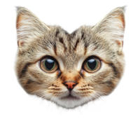 A close up image showing a cats face directly facing the viewer png