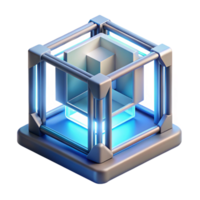 magnificent contemporary A 3D printer creating a complex, geometric object, layer by layer, illuminated by a bright, white light detailed png