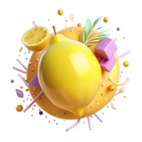 wonderful rustic Yellow Lemon Cutout with Zest Texture Transparent Background premium png
