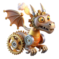 elegant classic A whimsical, clockwork dragon with gears and cogs, emitting steam and sparks, in a steampunk style genuine png