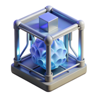 wonderful abstract A 3D printer creating a complex, organic structure, illuminated by a UV light high resolution png
