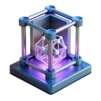 extraordinary creative A 3D printer creating a complex, organic structure, illuminated by a UV light high quality png