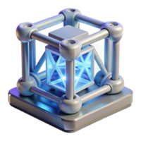beautiful artistic A 3D printer creating a complex, organic structure, illuminated by a UV light exclusive png