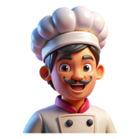vibrant contemporary Portrait of a passionate chef with a focused expression and a chef's hat, illuminated by the bright lights of a kitchen, in a vibrant, dynamic style premium png
