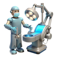 extraordinary minimalist A robotic surgeon performing a delicate operation, illuminated by surgical lights, in a medical illustration style authentic png