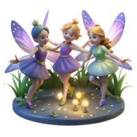 magnificent vintage A group of fairies dancing in a moonlit glade, surrounded by glowing fireflies, in a whimsical, ethereal style genuine png