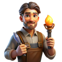 dramatic artistic Portrait of a skilled craftsperson with intricate tools in their hands, lit by the warm glow of a workshop lamp, in a detailed, realistic style exclusive png