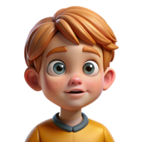 dramatic contemporary Portrait of a curious child with wide eyes and a questioning expression, lit by a bright, inquisitive light, in a whimsical, illustrative style exclusive png