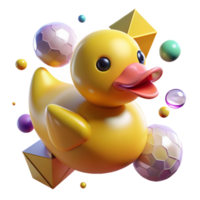 elegant artistic Yellow Rubber Duck Isolated with Transparent Background high resolution png