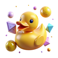 beautiful abstract Yellow Rubber Duck Isolated with Transparent Background high resolution png