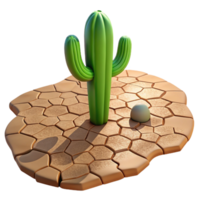elegant minimalist A cracked desert floor with a single cactus, harsh sunlight, realistic style original png