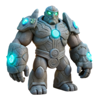 vibrant modern A stoic, stone golem with intricate carvings and glowing runes, lit by an ethereal moonlight, in the style of a classical sculpture high resolution png