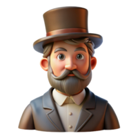 elegant vintage Portrait of a man with a long beard and mustache, wearing a top hat, lit by a warm, low-key light, in a vintage photographic style high resolution png