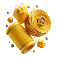 beautiful rustic Yellow Thread High Angle Transparent Background exclusive png