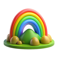 extraordinary classic A vibrant rainbow arcing over a lush green valley, panoramic view, vibrant colors high quality png