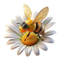 vibrant rustic A close-up of a bee collecting pollen from a daisy, macro photography, natural lighting authentic png