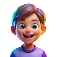 impressive abstract Portrait of a child with bright, curious eyes and a gap-toothed smile, vibrant colors, pop art style, lit by colorful neon lights high resolution png