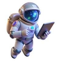 serene traditional A lone astronaut floating in space, holding a transparent tablet displaying complex data, lit by the distant glow of a nebula, science fiction illustration style authentic png