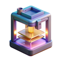 serene artistic A 3D printer creating a complex object layer by layer, illuminated by the printer's internal light, 3D printing technology visualization style exclusive png