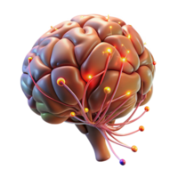 vibrant artistic A 3D model of a human brain, neural pathways firing with electrical impulses, illuminated by dynamic, shifting colors, medical visualization style detailed png