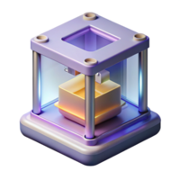 dramatic vintage A 3D printer creating a complex object layer by layer, illuminated by the printer's internal light, 3D printing technology visualization style original png