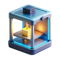 stunning traditional A 3D printer creating a complex object layer by layer, illuminated by the printer's internal light, 3D printing technology visualization style high resolution png