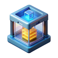 extraordinary minimalist A 3D printer creating a complex object layer by layer, illuminated by the printer's internal light, 3D printing technology visualization style premium png