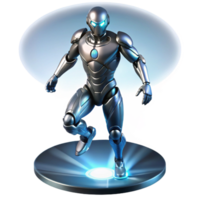 vibrant minimalist A futuristic exoskeleton enhancing human strength and agility, sleek metallic design, illuminated by a spotlight, exoskeleton technology visualization style premium png