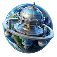 magnificent traditional A futuristic space station orbiting Earth, intricate design, illuminated by the sun and Earth's reflection, space station concept art style authentic png