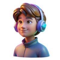 wonderful rustic Portrait of a teenager wearing headphones, lost in thought, lit by the colorful glow of a music visualizer, in a digital art style professional png