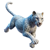 impressive modern A majestic snow leopard leaping through the air, mid-pounce, illuminated by a soft, ethereal moonlight, rendered in a hyperrealistic style 4K png