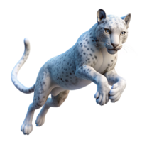 serene traditional A majestic snow leopard leaping through the air, mid-pounce, illuminated by a soft, ethereal moonlight, rendered in a hyperrealistic style premium png
