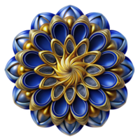 extraordinary vintage A complex, fractal pattern, rendered in shades of deep blue and gold, with a hypnotic, intricate design authentic png