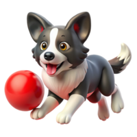 wonderful abstract A playful border collie puppy with a bright red ball, captured mid-air, dynamic action photography, bright studio lighting authentic png