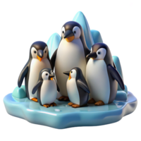 serene traditional A group of penguins huddled together on an icy shore, Antarctic setting, cold lighting, realistic style high quality png