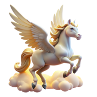 stunning creative A graceful pegasus, its white wings spread wide, soaring through a cloudy sky, illuminated by the warm glow of sunrise. Baroque style high quality png