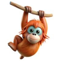beautiful rustic A curious orangutan hanging from a tree branch, jungle setting, natural lighting, realistic style professional png