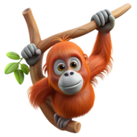 stunning rustic A curious orangutan hanging from a tree branch, jungle setting, natural lighting, realistic style authentic png
