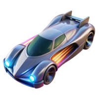 elegant abstract A futuristic racing vehicle, with glowing energy trails and aerodynamic fins, speeds through a zero-gravity track. Dynamic, flashing lighting. Sci-fi realism style exclusive png