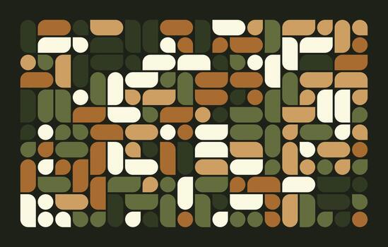 A pattern of squares and circles in green and brown vector